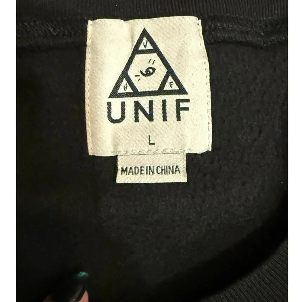 UNIF ‘Forget Paradise’ Pullover Crewneck Sweatshirt - Size Large - Black & White - Picture 3 of 13